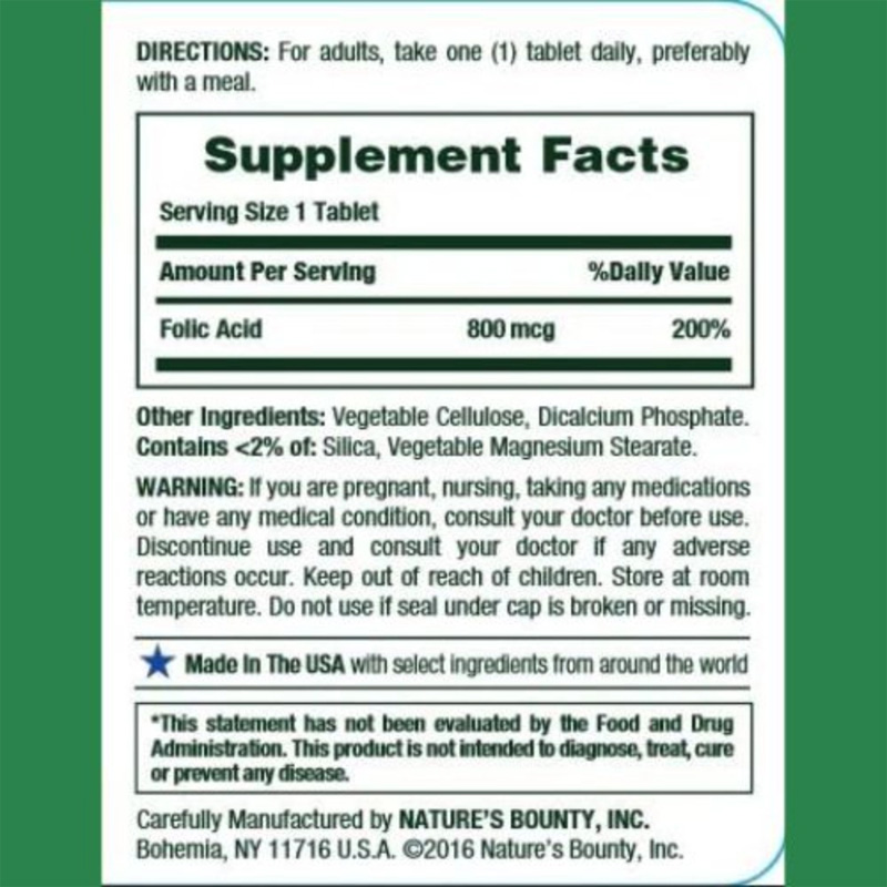 Picture of Natures Bounty Folic Acid 800 mcg - 250 Rapid Release Softgels