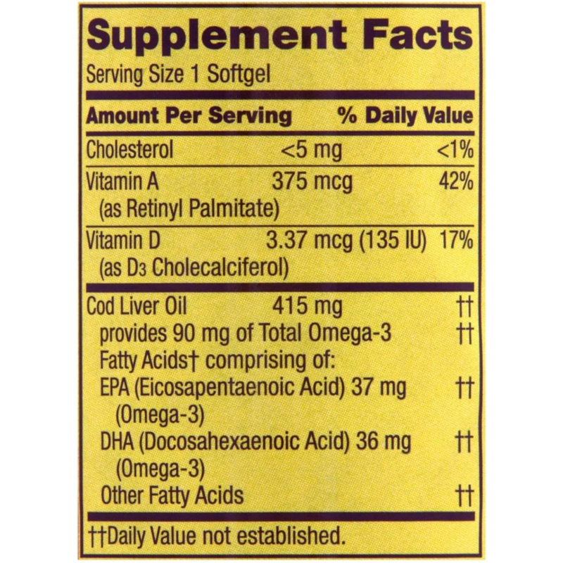 Picture of Spring Valley Cod Liver Oil Plus Vitamin A & D -100 Capsules