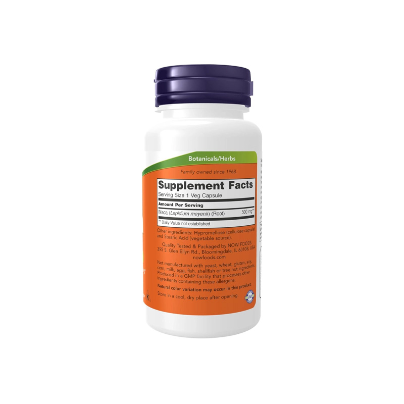 Picture of Now Maca 500mg Maca Root Lepidium meyenii - 100 Vegan Capsules