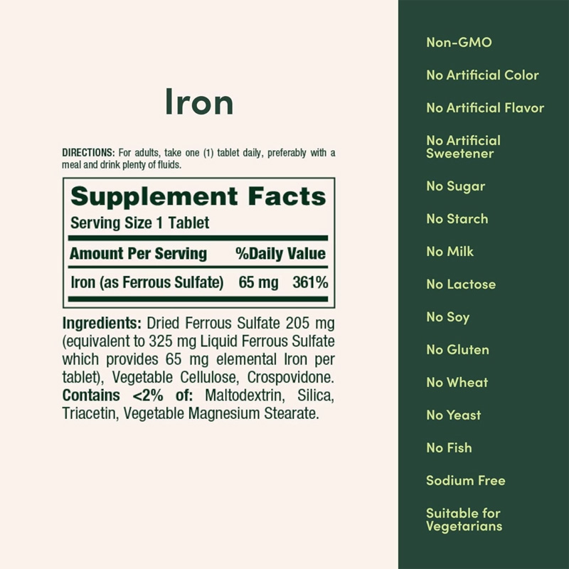 Picture of Nature's Bounty Iron 65mg- 100 Tablets
