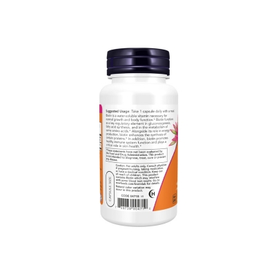 Picture of Now Biotin 5000 Mcg Amino Acid Metabolism - 120 Veg Capsules