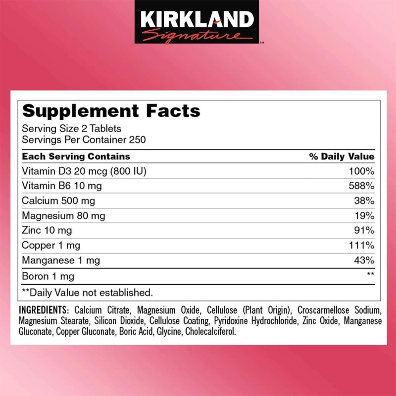Picture of Kirkland Signature Calcium Citrate Magnesium and Zinc- 500 Tablets