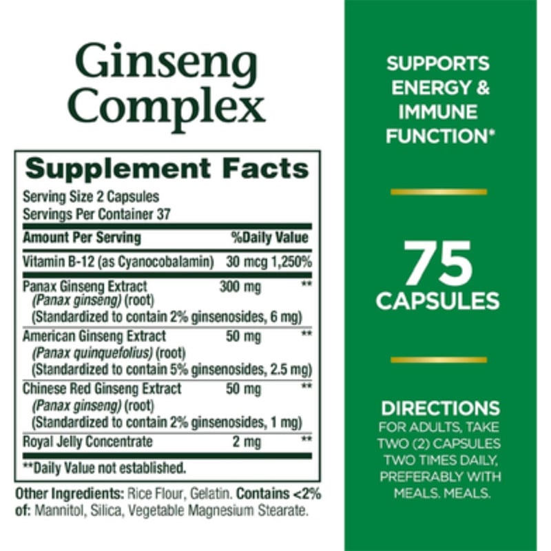 Picture of Nature's Bounty Ginseng Complex- 75 Capsules