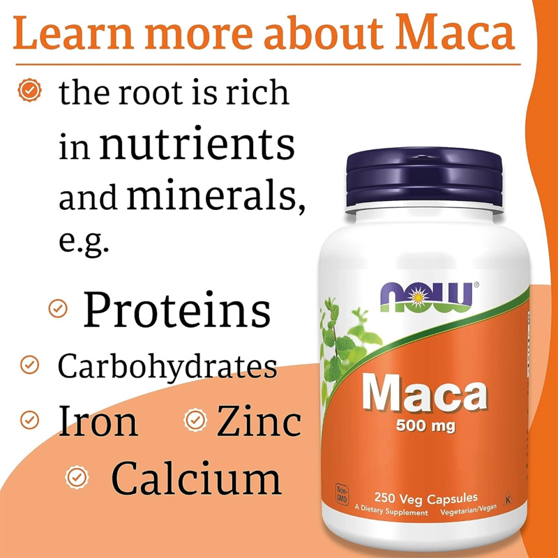 Picture of NOW Maca 500 mg For Men and Women - 250 Veg Capsules