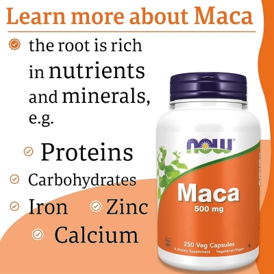 Picture of NOW Maca 500 mg For Men and Women - 250 Veg Capsules