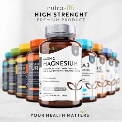 Picture of Nutravita Super Strength 1480mg Magnesium Citrate -180 Capsules 