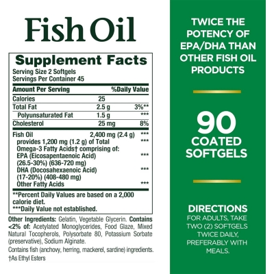 Picture of Nature's Bounty Fish Oil, Supports Heart Health 2400mg - 90 Coated Softgels