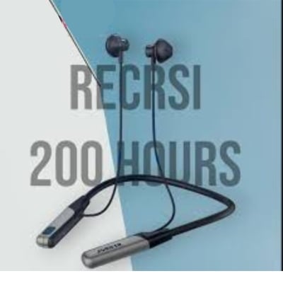 Picture of RECRSI RE-NY060 Wireless Neckband Earphones | 200-Hour Battery | HD Calls | Magnetic Design | TF Card Support | Type-C Charging | Sports & Gym Ready