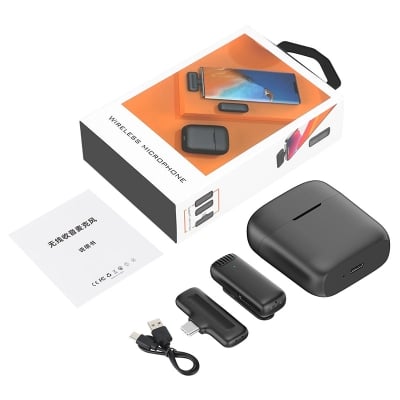 Picture of DK-11 Dual Wireless Microphone Type-C | Dual Mic System | Noise Reduction | Plug & Play | 6-8H Battery | Charging Case | Vlog Live Streaming Mic