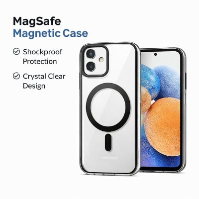 Picture of MagSafe Magnetic Wireless Charging Clear Case for Samsung Galaxy A05 A06 A07 A15 A16 A17 A23 A24 A25 A26 A35 A36 A54 A55 A56 A57 Shockproof Transparent Back Cover