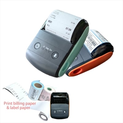 Picture of Mini 58mm Portable Thermal Printer – Bluetooth & USB POS Receipt & Label Printer, 2-Inch Paper width, 2000mAh Battery, Wireless Mobile Printer for Retail, Food Delivery, Warehouse & Ecommerce, Kitchen Copy