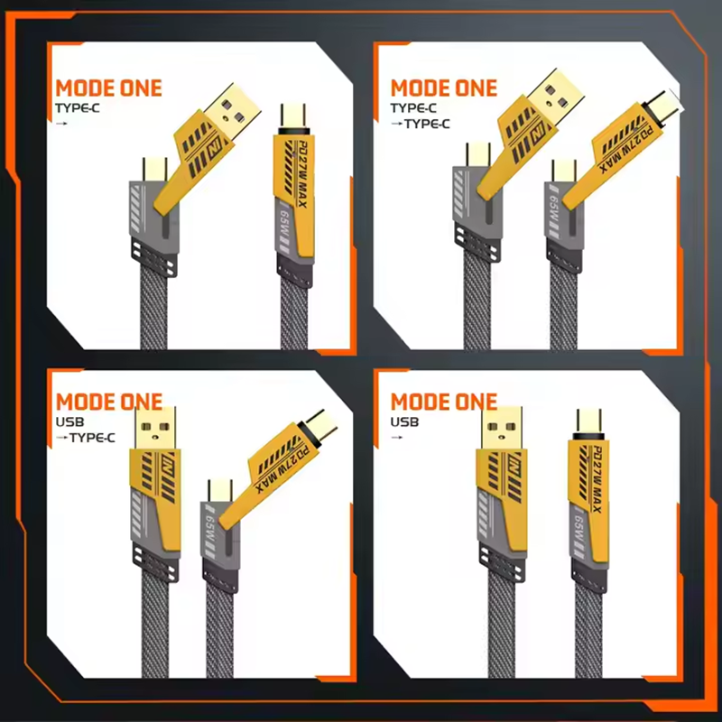 Picture of Nylon Braided Zinc Alloy Material Hot Selling High Quality Pd 27W to 65W 4 in 1 Usb Fast Charging Data Cable for Iphone