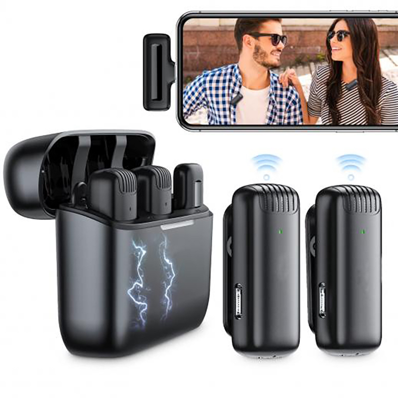 Picture of DK-11 Dual Wireless Microphone Type-C | Dual Mic System | Noise Reduction | Plug & Play | 6-8H Battery | Charging Case | Vlog Live Streaming Mic