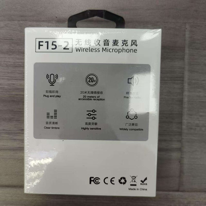Picture of F15-2 Wireless Lavalier Microphone Dual Mic 2 in 1 Clip Mic for Android iPhone Type-C Lightning 3.5mm Vlog Video Recording Interview Noise Reduction Wireless Microphone