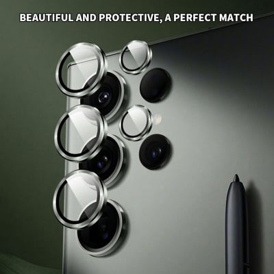 Picture of For VIVO V27 / V29 5G / Y100 / V40 / V50 Mobile Phone  Camera Lens Protector – HD Tempered Glass Metal Ring Lens Guard for Back Camera Protection