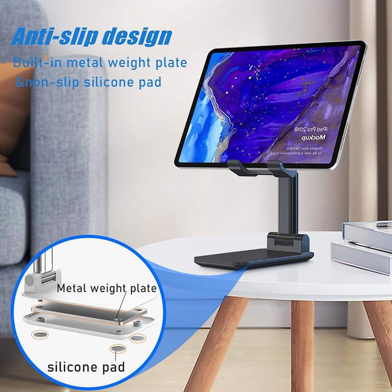 Picture of High Quality Nuoxin Angle Height Adjustable Cell Phone Holder with Silicon Pad for Desk Fully Foldable Portable Mobile Phone Tablet Stand