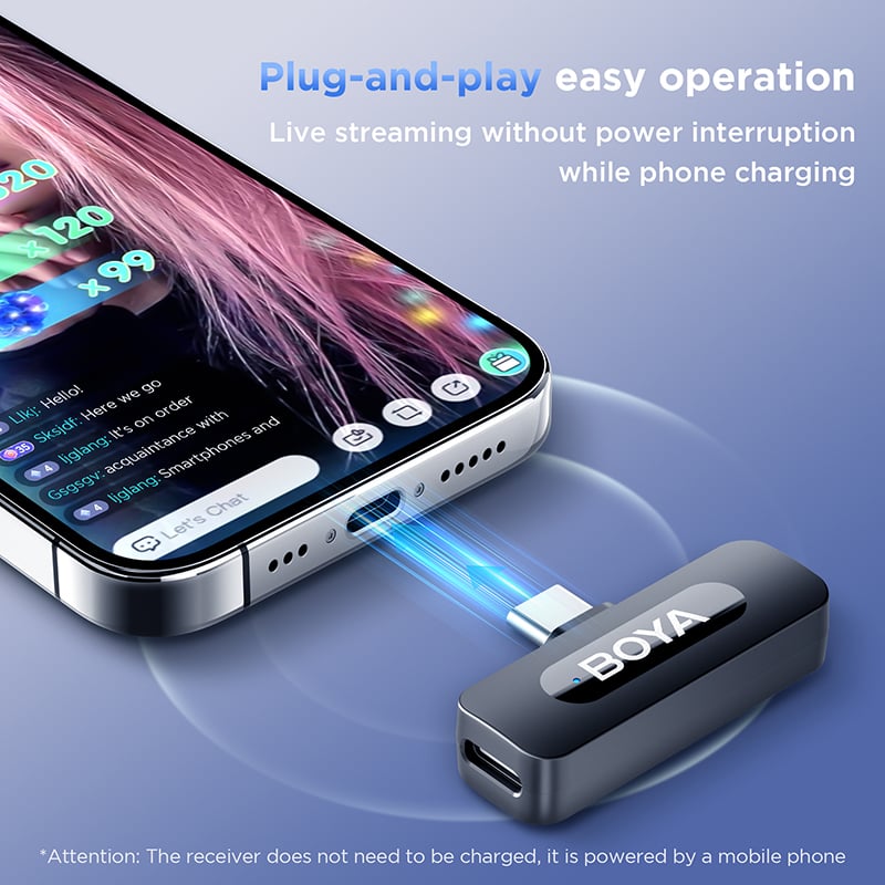 Picture of BOYA BY-MW3 Dual Wireless Microphone Type-C Lavalier Mic for Android Phone | Plug & Play Noise Reduction Recording Mic for Live Streaming, Vlog, Interview, Podcast, YouTube, Facebook Live