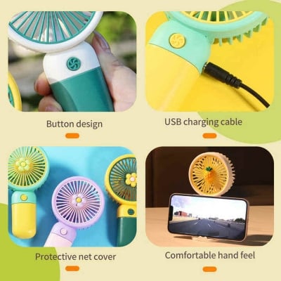Picture of Factory Price Cute Flower Wireless Custom Handheld Fan Outdoor Mini Portable Usb Fan