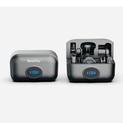Picture of NP-59 Dual Wireless Microphone 2 in 1 with Type-C & Lightning Receiver | Noise Reduction Lavalier Mic for Android iPhone YouTube Video Recording Live Streaming Interview
