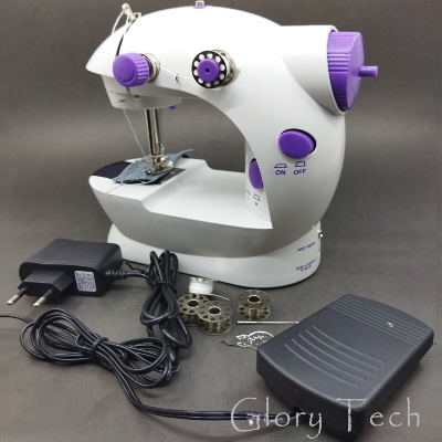 Picture of Mini Sewing Machine - Dual Speed Portable Mini Electric Pedal Double Threads Rewind Swing Machine- Purple