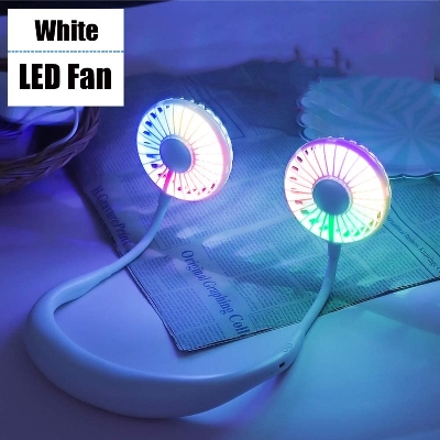 Picture of Portable and Wearable Sport USB hanging 7 Blade 2000mAH Neck Rechargeable Mini Fan with Led Light