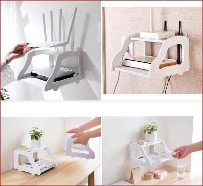 Picture of Router Stand Shelf Double Layer Wall Mounted Shelf Home decorator