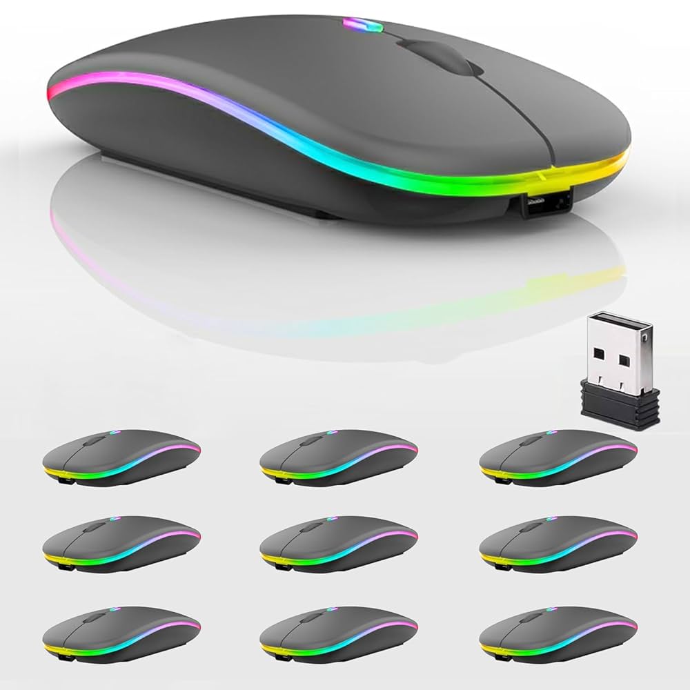 Picture of Elite Advanced Wireless RGB Mouse with Adjustable DPI, Silent Click Technology, and USB Nano Receiver