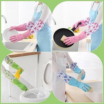 Picture of FloraGuard Floral Print Extended Sleeve Household Rubber Gloves