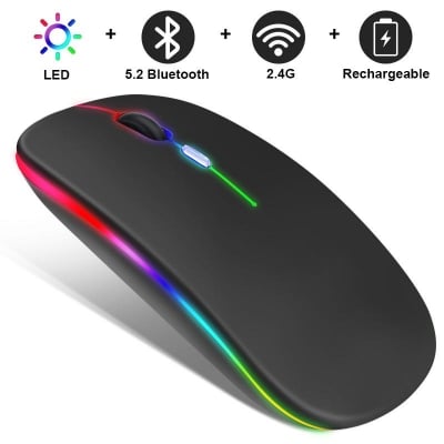Picture of AeroClick Ultra-Slim 2.4GHz & Bluetooth Ergonomic LED Gaming Mouse