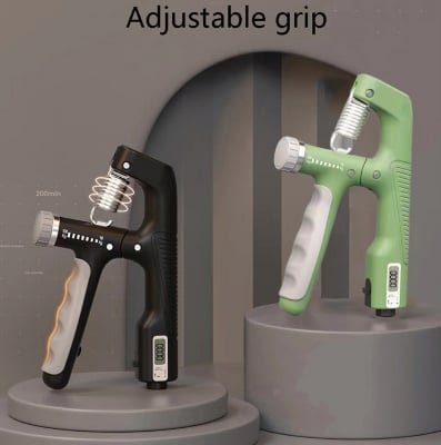 Picture of 1 pis A-shape 10-100 KG Adjustable Hand Grip Electronic Counting Hand Strengthener Power Exercise - Hand Muscle Training Heavy Non Slip Gripper Gym Wrist Trainer Finger Fitness Forarm Injury Finger Muscle Recovery Electronic Counting 4 Digit Display