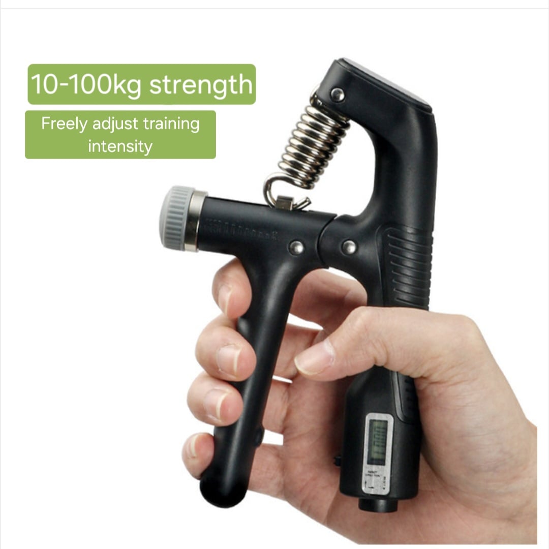 Picture of 1 pis A-shape 10-100 KG Adjustable Hand Grip Electronic Counting Hand Strengthener Power Exercise - Hand Muscle Training Heavy Non Slip Gripper Gym Wrist Trainer Finger Fitness Forarm Injury Finger Muscle Recovery Electronic Counting 4 Digit Display