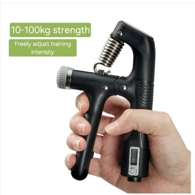 Picture of 1 pis A-shape 10-100 KG Adjustable Hand Grip Electronic Counting Hand Strengthener Power Exercise - Hand Muscle Training Heavy Non Slip Gripper Gym Wrist Trainer Finger Fitness Forarm Injury Finger Muscle Recovery Electronic Counting 4 Digit Display