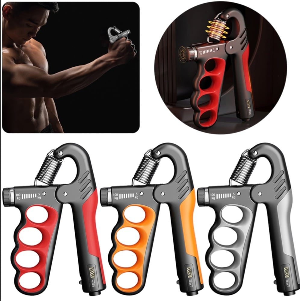 Picture of 1 pis 10-100Kg Adjustable Hand Gripper Heavy Hand Strengthner High Quality Non Slip Griper Professional Hand Exercise Finger Muscle Recovery Electronic Counting 4 Digit Display Home Gym Equipment Wrist Trainer Finger Fitness - 4 Finger Model
