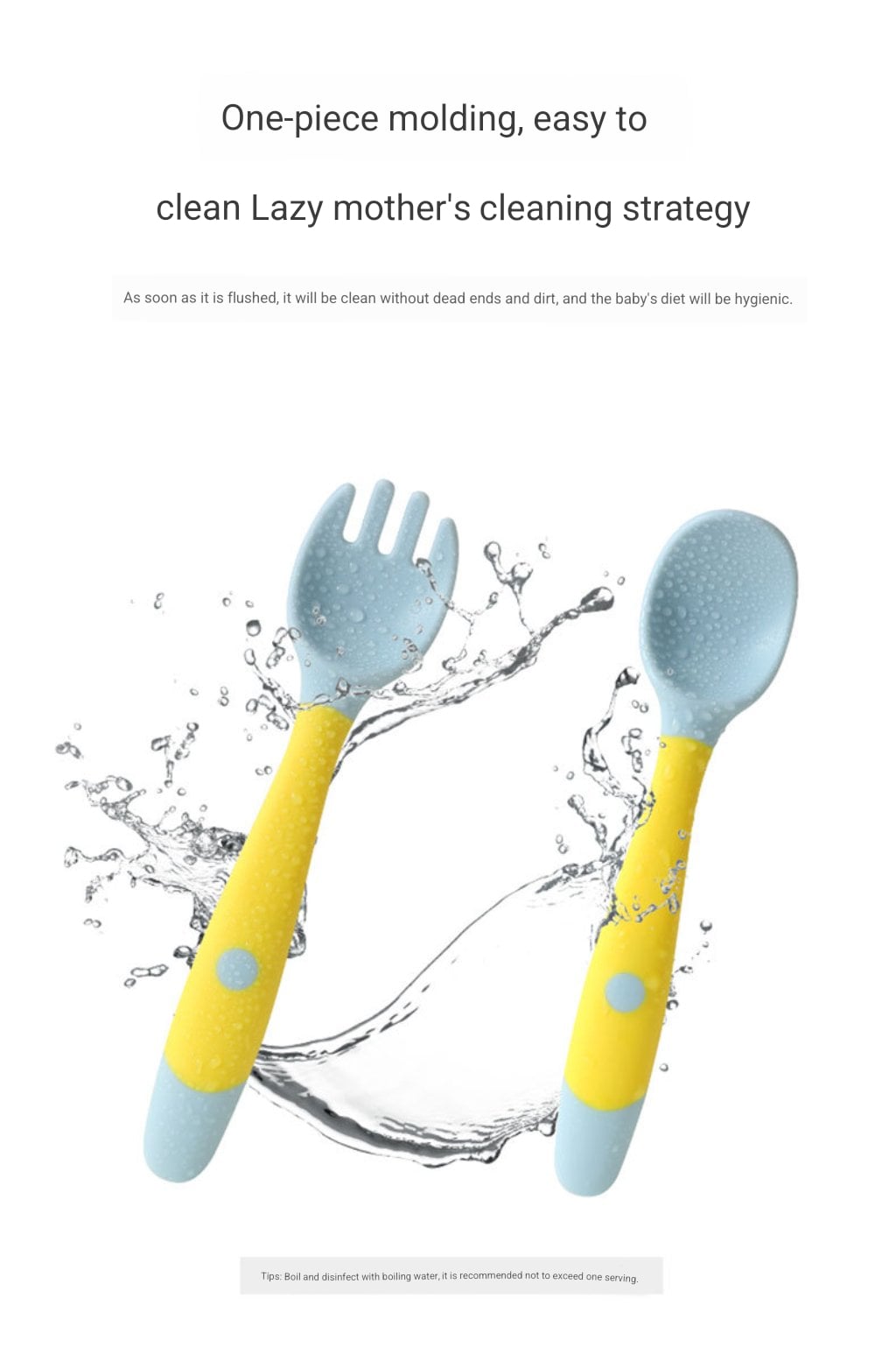 Picture of Children's Silicone Soft spoon Fork Utensinls Set Kids Eating Training Auxailiary Good Toodler Twist Fidding Baby Bendable Spoon Learning To Eat Training Tableware Twist Fork Spoon 