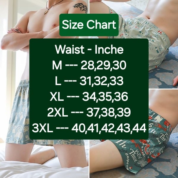 Picture of Green Print Short Boxer Men's Underwear Men's Antibacterial Youth Pure Cotton Model Breathable Mid-Waist Trendy Boxer Short Shorts