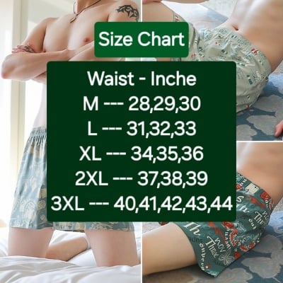 Picture of Green Print Short Boxer Men's Underwear Men's Antibacterial Youth Pure Cotton Model Breathable Mid-Waist Trendy Boxer Short Shorts