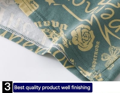 Picture of Green Print Short Boxer Men's Underwear Men's Antibacterial Youth Pure Cotton Model Breathable Mid-Waist Trendy Boxer Short Shorts