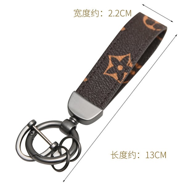 Picture of Keychain Spring Ring Old Pattern PU Leather Creative Car Metal Car Hanging Horseshoe Buckle Gift