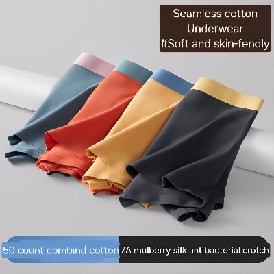 Picture of Skin Cotton Underwear Boxer For Men - Men's Underwear Men's Antibacterial Youth Pure Cotton Model Breathable Mid-Waist Trendy Boxer Short Shorts - Cotton 50s