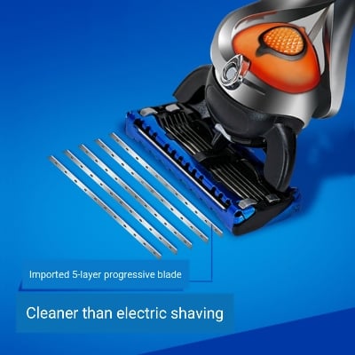 Picture of Manual Five-blade Razor Professional Progide Shaving Razor For Men Smoth Close Clean Save Adjustable Reusable Heavy Duty Wet Shaving Manual Shaver Personal Washing Cleaning Care - Germany China Imported