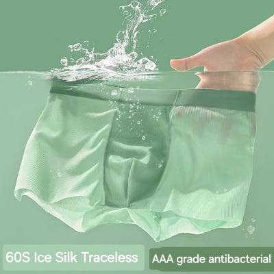 Picture of Men's Underwear Pure Water Silk Men's Boxer Briefs Boys Trendy Breathable Teenagers Boxer Shorts Thin  - 1 Pis Water Silk Boxer