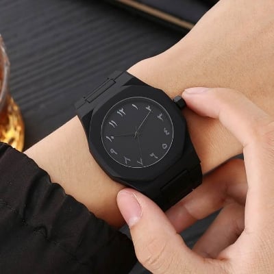 Picture of Arabic Watch Waterproof Men's Quartz Watch Black PC Plastic watch for men - Aura Arabic Watch - Black