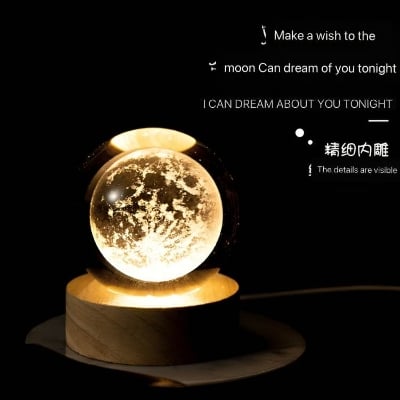 Picture of Crystal Ball Table Lamp 3D Moon Planet Nabula Usb Night Light Led Galaxy Solar Decor For Home Children's Table Lamp Party Birthday Gifts - Table Lamp