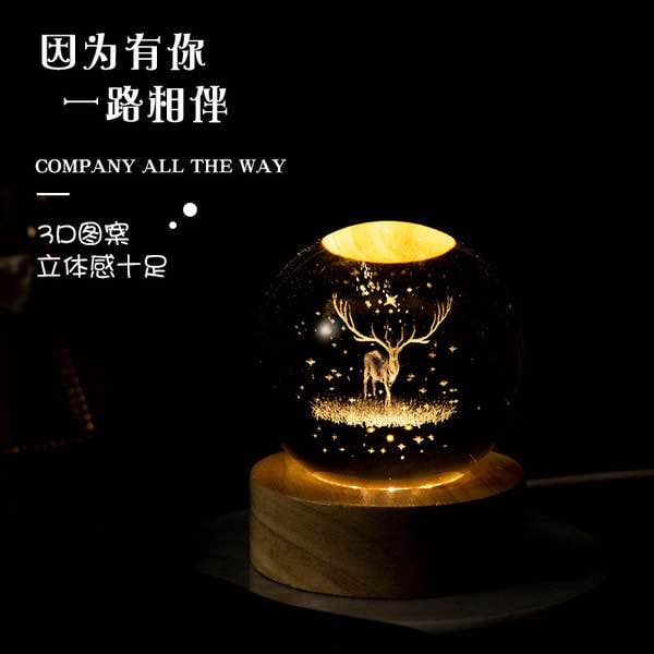 Picture of Crystal Ball Table Lamp 3D Moon Planet Nabula Usb Night Light Led Galaxy Solar Decor For Home Children's Table Lamp Party Birthday Gifts - Table Lamp