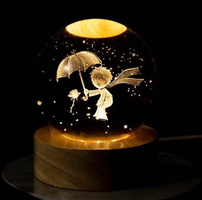 Picture of Crystal Ball Table Lamp 3D Moon Planet Nabula Usb Night Light Led Galaxy Solar Decor For Home Children's Table Lamp Party Birthday Gifts - Table Lamp