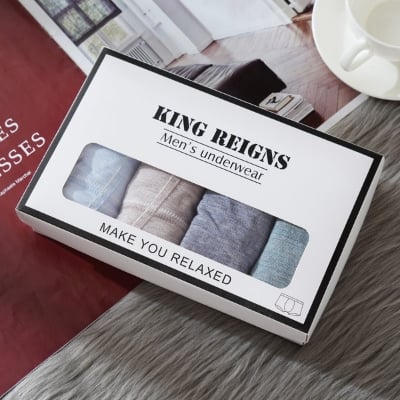 Picture of 4 Pis Free Size Men's Underwear In Box Modal Colored Cotton Seamless Ultra-High Elastic Breathable Seamless Soft Boxer Brief Boxer Briefs - China Imported - King 4 Pis Box Boxer