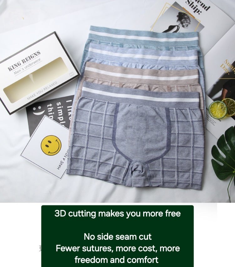 Picture of 4 Pis Free Size Men's Underwear In Box Modal Colored Cotton Seamless Ultra-High Elastic Breathable Seamless Soft Boxer Brief Boxer Briefs - China Imported - King 4 Pis Box Boxer
