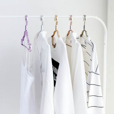 Picture of 10 Pis Clothes Hanger Special Alluminum Alloy Dipped Dormitory Home Clothes Support Wet and Dry children's Clothes Drying Rack Metal Non-slip Clothes Support