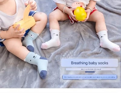 Picture of 5 Pair Children's Socks Spring And Autumn Thin Tube Socks Boys And Girls Small And Medium-Sized Children's Newborn Baby Socks Premium China Import Baby Socks