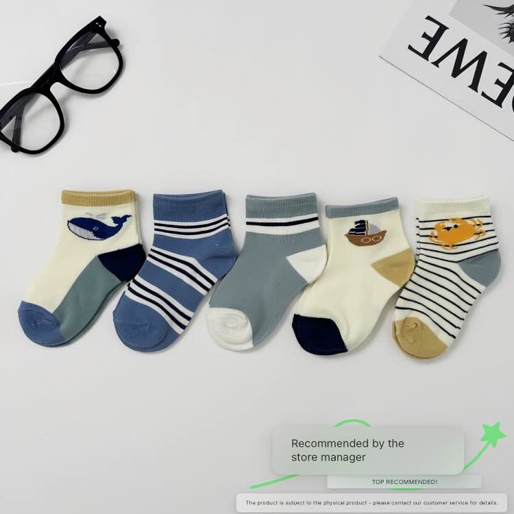 Picture of 5 Pair Children's Socks Spring And Autumn Thin Tube Socks Boys And Girls Small And Medium-Sized Children's Newborn Baby Socks Premium China Import Baby Socks